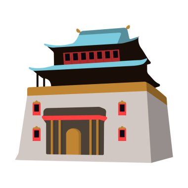 Mongolia.Mongolian Ulusal Mitarai.Mongolia tapınak tek simge karikatür tarzı vektör simge stok çizimde üç katlı binada.
