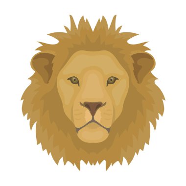 Aslan simgesi beyaz arka plan üzerinde izole karikatür tarzı. Hisse senedi vektör çizim gerçekçi hayvan sembolü.