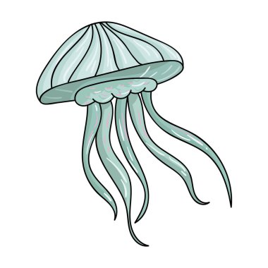 Jöle balık simgesi beyaz arka plan üzerinde izole karikatür tarzı. Deniz hayvanları hisse senedi vektör çizim sembolü.