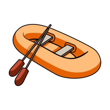 Turuncu kauçuk cankurtaran. Kurtarma için büyük tekneler tarafında ağırlığında tekne. Gemi ve su taşıma tek simge karikatür tarzı vektör simge stok çizimde.