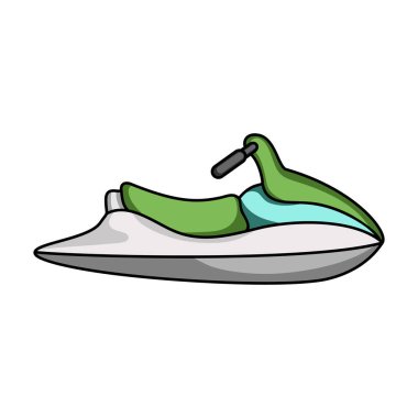 Su scooter eğlence için. Su ulaştırma araçları için iki kişi. Gemi ve su taşıma tek simge karikatür tarzı vektör simge stok çizimde.