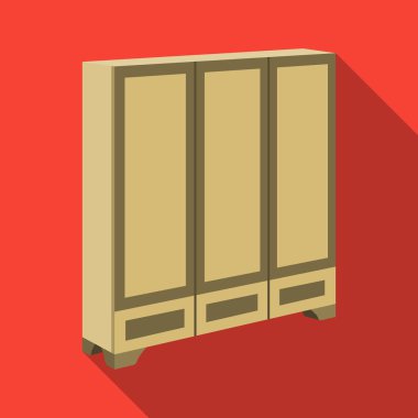 Yatak odası dolap giyim için. Yatak Odası Mobilya giyim için. Yatak Odası Mobilya tek simge düz stil vektör simge stok çizimde.