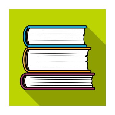 Düz stil beyaz arka plan üzerinde izole simgesinde kitap yığını. Kitaplar sembol stok vektör çizim.