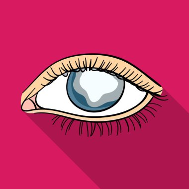 Mavi gözlü bir adam diyabet muzdarip. Yüksek kan şekeri parlak gözlerden. Diyabet tek simge düz stil vektör simge stok çizimde.