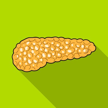 Hasta bir pankreas. Vücuttaki şeker hastalığı ile enfekte parçası. Diyabet tek simge düz stil vektör simge stok çizimde.