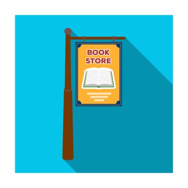 Kitapçı tabela simgesini düz stil beyaz arka plan üzerinde izole. Kütüphane ve kitabevi sembol stok vektör çizim.