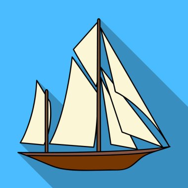 Vintage tekne kaşifler. Üzerinde düz stil vektör simge stok çizimde Earth.Ship ve su taşıma tek simge antik kişi gezmiştir yelkenli.