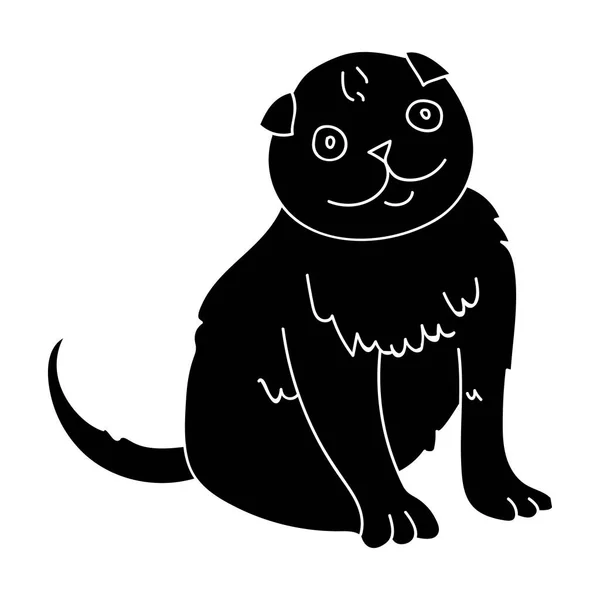 Scottish Fold ikona v černém stylu izolovaných na bílém pozadí. Kočičí plemena symbol akcií vektorové ilustrace. — Stockový vektor