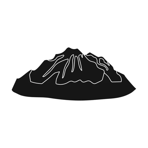 绿色的群山。山与雪。不同的山单中的黑色风格矢量符号股票图图标. — 图库矢量图片