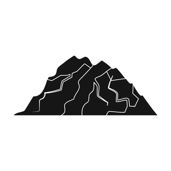 Ice hegy a repedések. A hegy, a mely a jéghegyek. Különböző hegyekben egyszemélyes ikonjára fekete stílus vektor szimbólum stock illusztráció. — Stock Vector