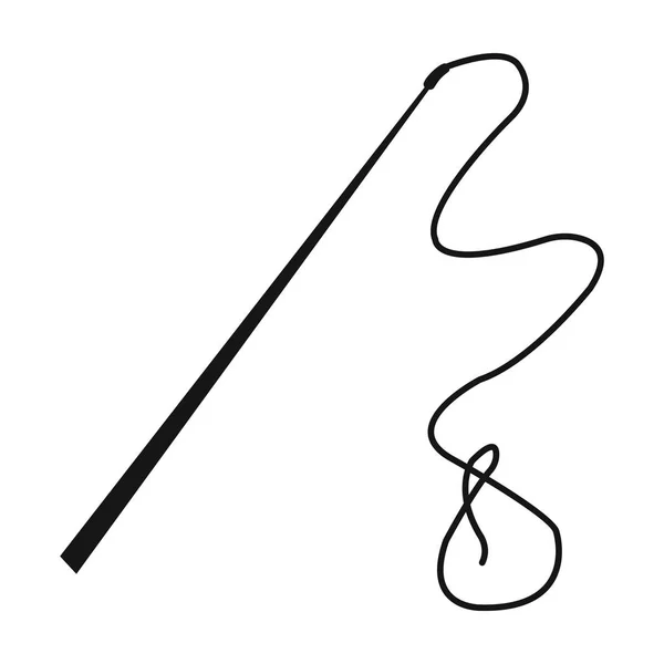 Mongolische Peitsche. Die Peitsche ist für das Herden von Rindern. Mongolei einzigen Symbol im schwarzen Stil Vektor Symbol Stock Illustration. — Stockvektor