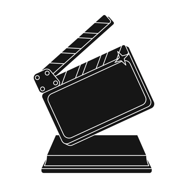 Altın Klaket stand. Ödül için en iyi Director.Movie tek simge siyah stil vektör simge stok çizimde. — Stok Vektör