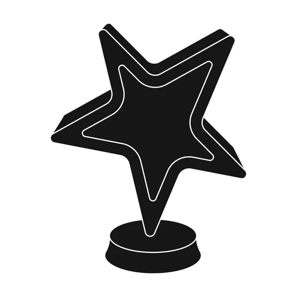 Gouden award in de vorm van een ster. De prijs voor beste rol in een actiefilm. Film awards één pictogram in zwarte stijl vector symbool stock illustratie. — Stockvector