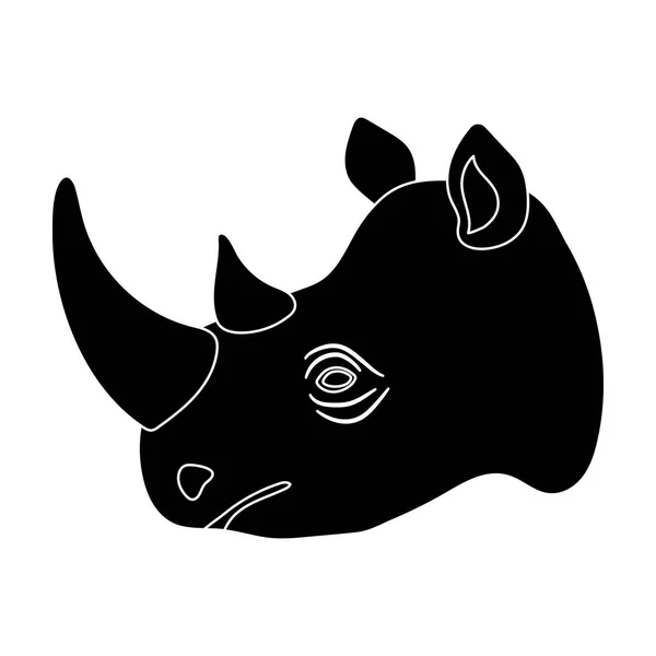 Icône rhinocéros de style noir isolée sur fond blanc. Illustration vectorielle de stock d'animaux réalistes . — Image vectorielle