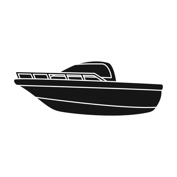 Bateau en métal bleu.Bateau de police.Un moyen de transport sur l'eau.Transport par bateau et l'eau icône unique dans le symbole vectoriel de style noir illustration stock . — Image vectorielle