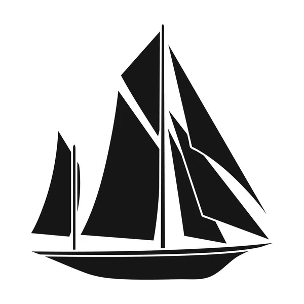 老式船探险。古代人周游 Earth.Ship 和水运输的单个图标的黑色风格矢量符号股票图中的帆船. — 图库矢量图片