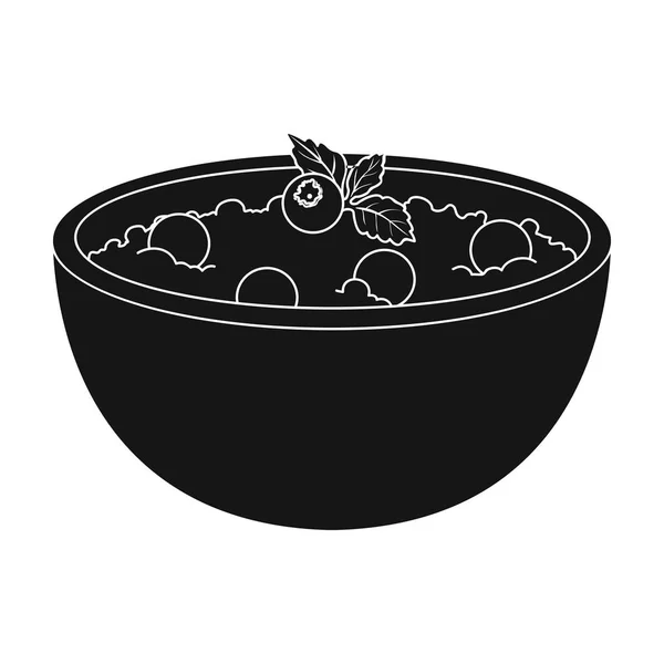 Porridge.Porridge vegetariano delicioso para vegetarianos blueberry.Vegetarian Pratos único ícone em estilo preto símbolo vetor estoque ilustração . —  Vetores de Stock
