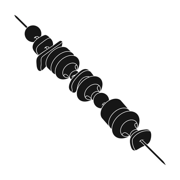Овочі на грилі на шампурі. Вегетаріанські страви для приготування на відкритому повітрі. Вегетаріанські страви одиночна іконка в чорному стилі Векторний символ стоковий веб-ілюстрація . — стоковий вектор