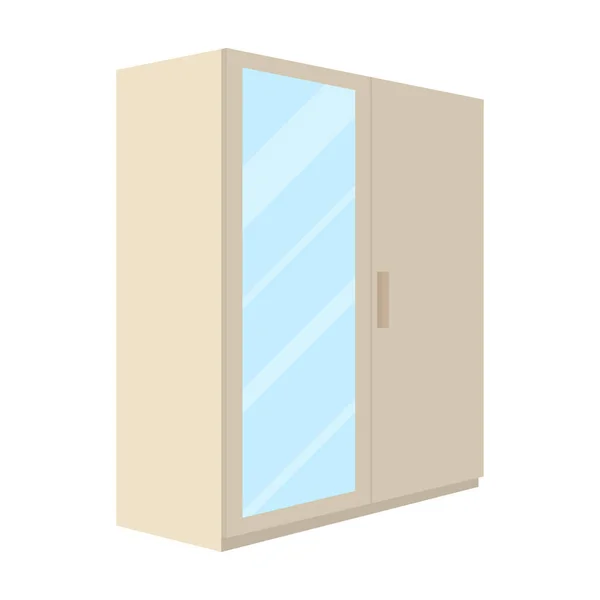Un pequeño armario con un espejo limpio.Muebles de dormitorio icono único en el estilo de dibujos animados vector símbolo stock illustration . — Archivo Imágenes Vectoriales