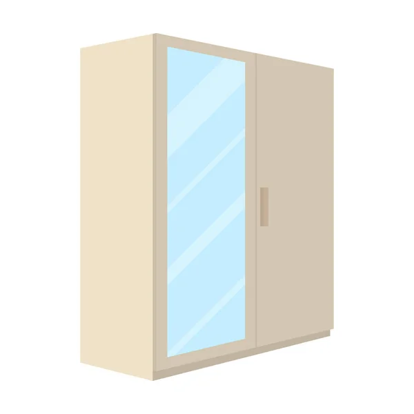 Ein kleiner Kleiderschrank mit einem sauberen Spiegel.Schlafzimmer Möbel einzigen Symbol im Cartoon-Stil Vektor Symbol Stock Illustration. — Stockvektor