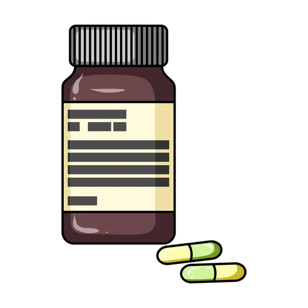 Garrafa com pílulas de insulin.Pills para diabetes.Medications diabético. Diabetes único ícone em desenho animado estilo vetor símbolo estoque ilustração . — Vetor de Stock