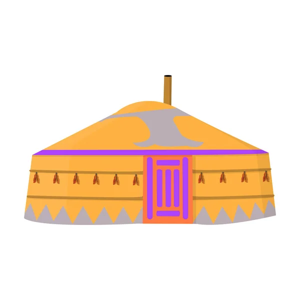 Tent in the Mongolian patterns.Mongolian tent.Housing the ancient Mongols.Mongolia single icon in cartoon style vector symbol stock illustration. — Stock Vector