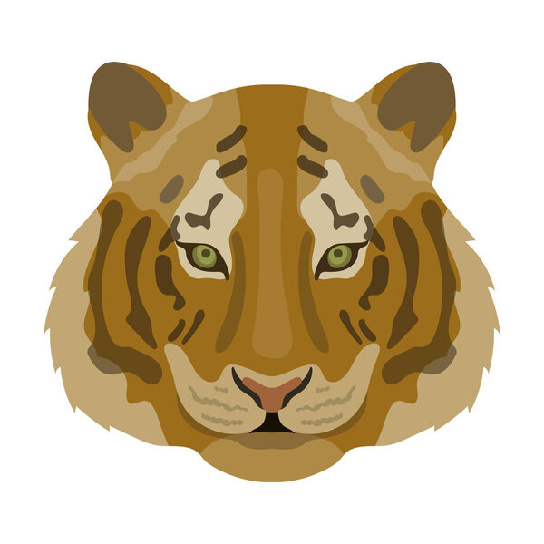 Tiger icon in cartoon style isolated on white background. Realistic animals symbol stock vector illustration.