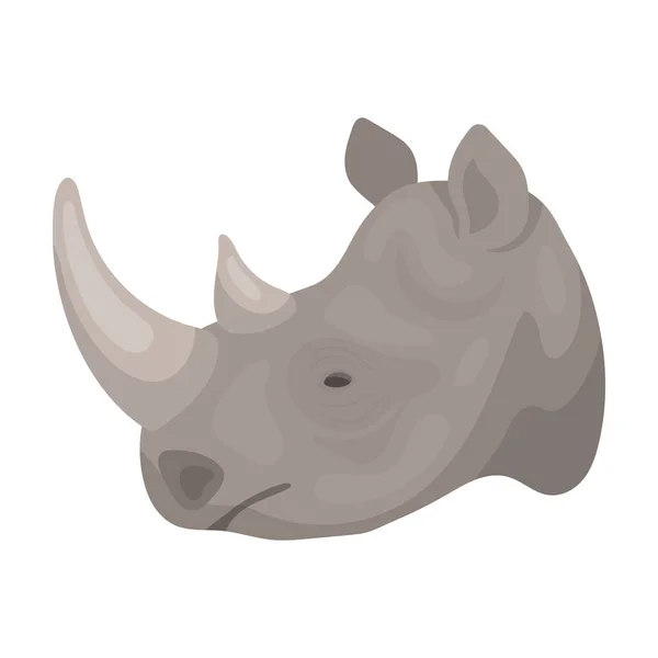 Icono de rinoceronte en estilo de dibujos animados aislado sobre fondo blanco. Animales realistas símbolo stock vector ilustración . — Vector de stock