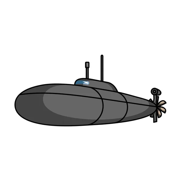 Submarino militar negro.Barco para nadar bajo el agua.El barco y el transporte de agua icono único en el estilo de dibujos animados vector símbolo stock illustration . — Vector de stock