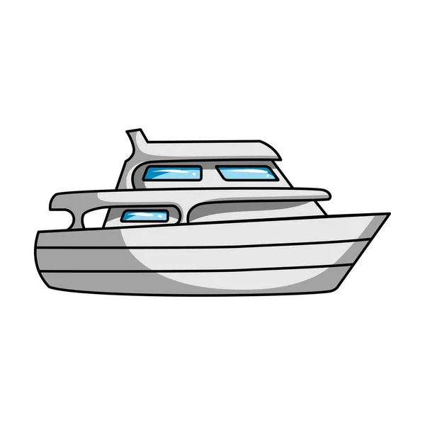 Barco marinho recreativo.Barco para umas férias em família.Ícone único de transporte de navio e água em desenho animado estilo vetor símbolo estoque ilustração . — Vetor de Stock