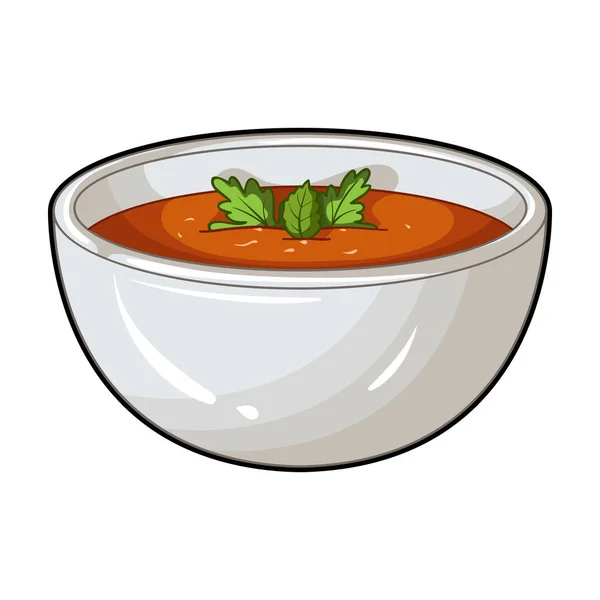 Porcelain tureen with the soup.Vegetarian soup-puree of pumpkin.Vegetarian Dishes single icon in cartoon style vector symbol stock illustration. — Stock Vector