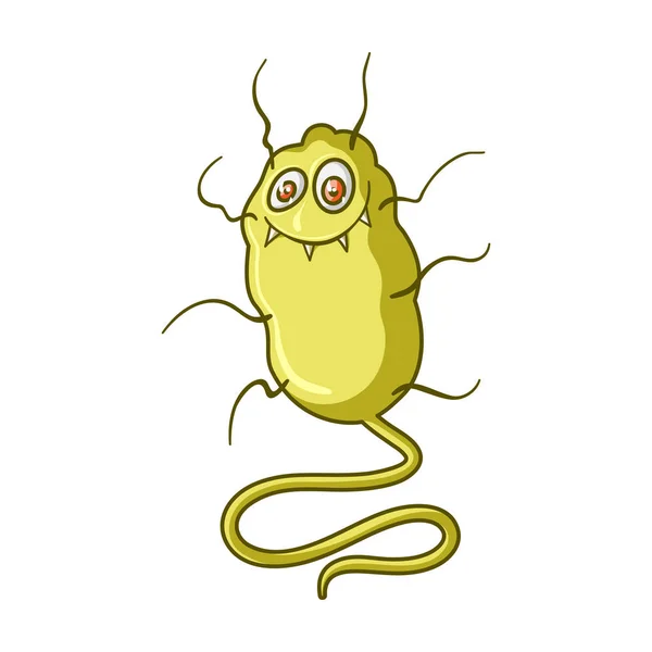 Ícone de vírus amarelo no estilo cartoon isolado no fundo branco. Vírus e bactérias símbolo estoque vetor ilustração . —  Vetores de Stock