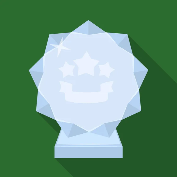 Crystal trofee in de vorm van een ster. Award voor het beste lied in de talentenjacht. Awards en trofeeën enkel pictogram in vlakke stijl vector symbool stock illustratie. — Stockvector