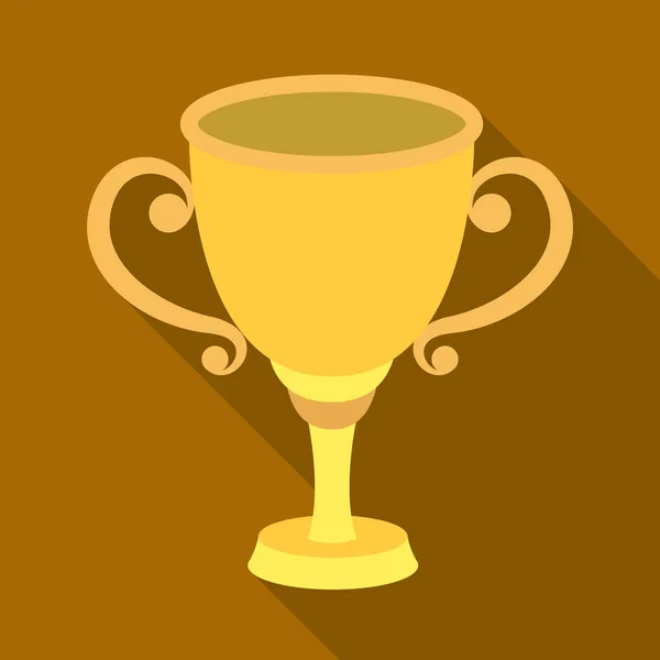 Gold Cup per il primo posto.Il premiato della competizione di gara.Premi e trofei icona singola in stile piatto simbolo vettoriale stock illustrazione . — Vettoriale Stock