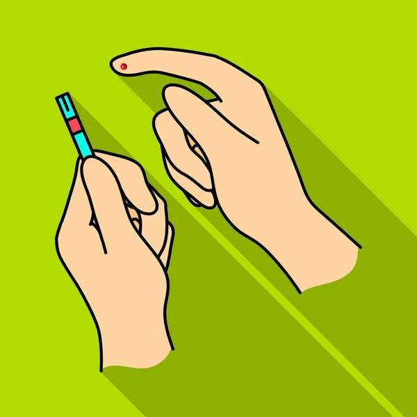 Prueba para la medición rápida de azúcar en la sangre en una tira de papel.Diabetes icono único en el estilo plano vector símbolo stock ilustración . — Vector de stock