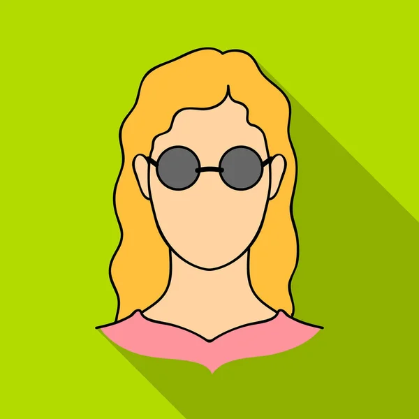 A woman with blond hair with glasses.A blind woman because of diabetes.Diabetes single icon in flat style vector symbol stock illustration. — Stock Vector