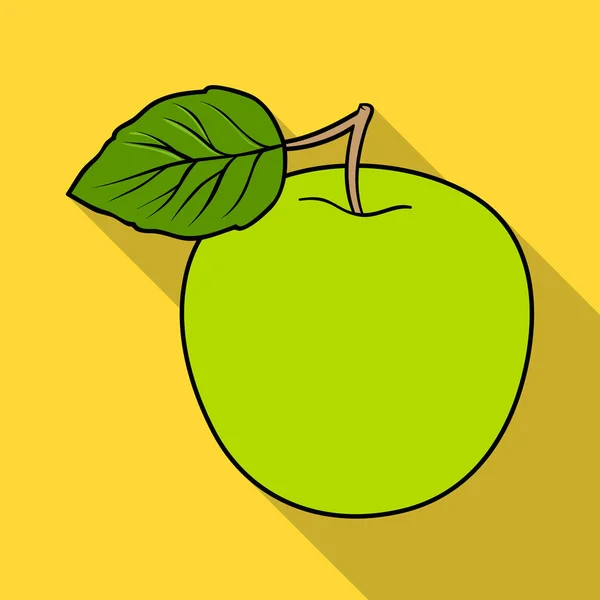 Manzana verde con hoja.Dieta adecuada para diabetes.Diabetes icono único en el estilo plano símbolo vectorial stock illustration . — Vector de stock