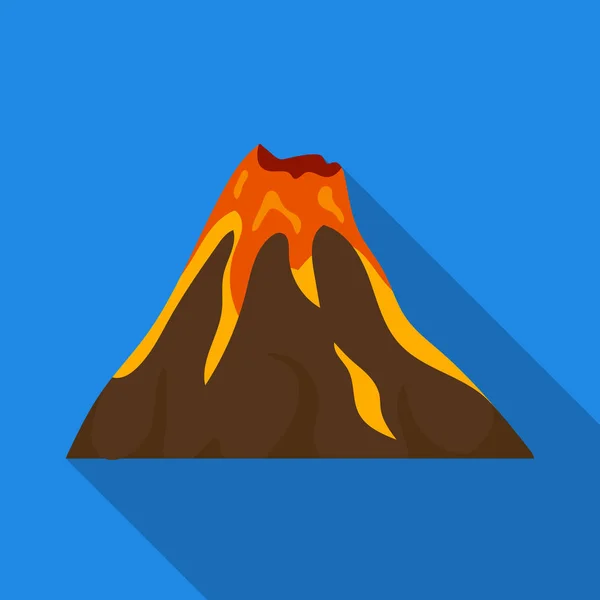 A fiery volcano.A mountain in which there is a volcanic eruption.Different mountains single icon in flat style vector symbol stock illustration. — Stock Vector