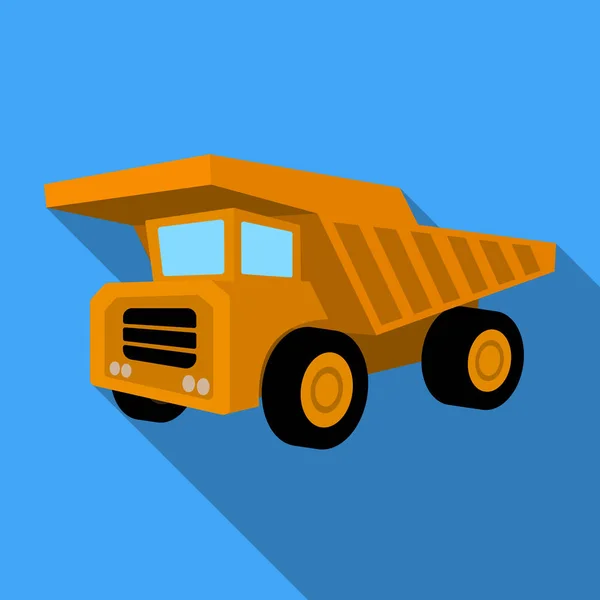 Gelbe Kipper mit schwarzen Rädern. Das Fahrzeug für den Transport von Mineralien in der mine.mine Industrie einzigen Symbol in flachen Stil Vektor Symbol Stock Illustration verwendet. — Stockvektor