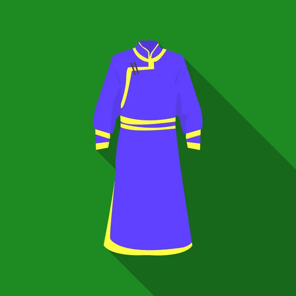 Blauwe badjas van Mongolians.Fragment nominalnog kleren van Mongolia.Mongolia één pictogram in vlakke stijl vector symbool stock illustratie. — Stockvector