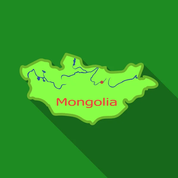 Zelená mapa Mongolia.Mongolia na mapě světa. Mongolsko jedna ikona v ploché styl vektor symbol skladem ilustrace. — Stockový vektor