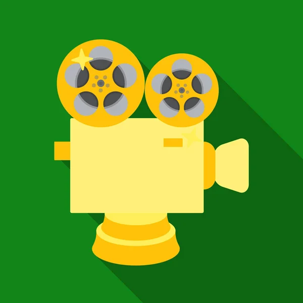 Silberne Kamera mit Film.der Preis für die beste Verfilmung des Films .movie verleiht ein einzelnes Symbol im flachen Stil Vektor Symbol Stock Illustration. — Stockvektor