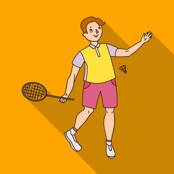 Młodych ludzi zaangażowanych w badmintona. Gra w badmintona z partnerem. Olympic sports pojedyncza ikona w płaski wektor symbol ilustracji. — Wektor stockowy