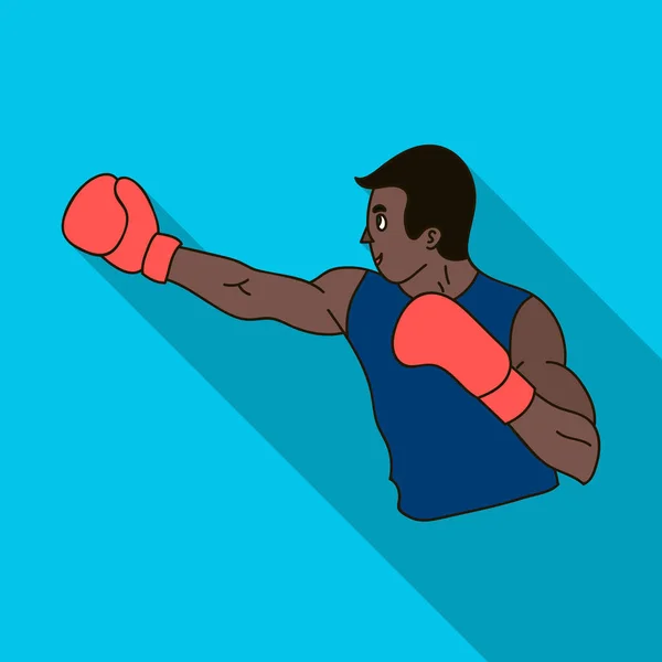 Boxeador marrón en guantes de Boxeo. El deporte olímpico de Boxeo. Icono de deportes olímpicos en estilo plano símbolo vectorial stock illustration . — Vector de stock