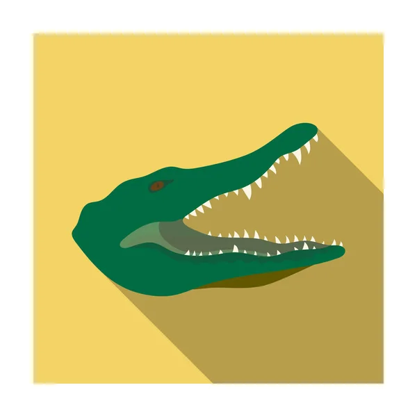鳄鱼在白色背景上孤立的平面样式的图标。写实的动物象征股票矢量图. — 图库矢量图片