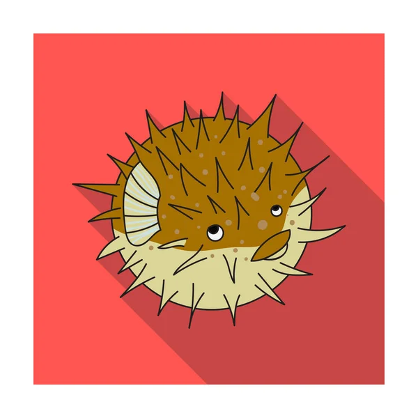 Porcupine fisk-ikonen i platt stil isolerad på vit bakgrund. Havslevande djur symbol lager vektorillustration. — Stock vektor