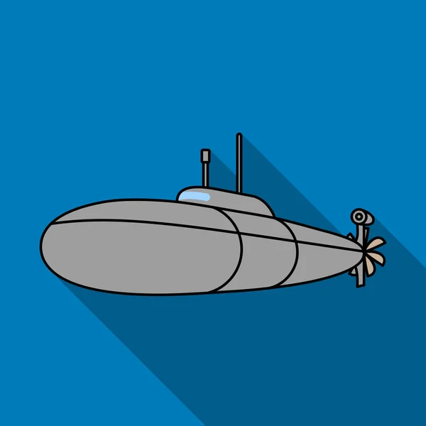 Submarino militar negro.Barco para nadar bajo el agua.El barco y el transporte de agua icono único en el símbolo de vector de estilo plano stock illustration . — Vector de stock