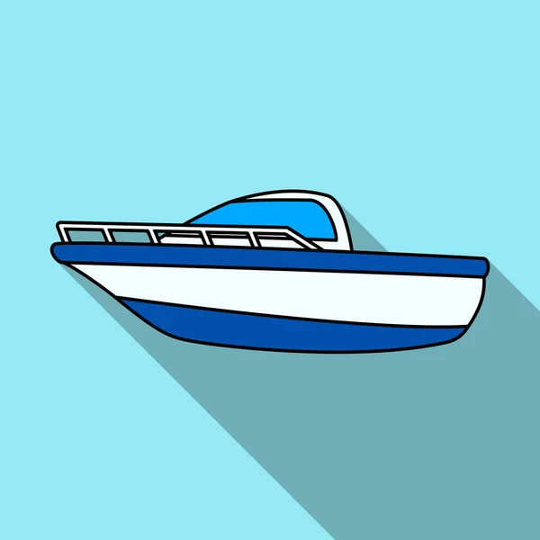 Barco de metal azul. Barco da polícia. Um meio de transporte na água. Navio e transporte de água ícone único no estilo plano símbolo vetorial ilustração estoque . —  Vetores de Stock