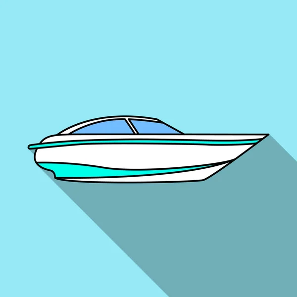 En liten vit båt med en motor. Båt för hastighet och konkurrens. Fartyget och vatten transport enda ikon i platt stil vektor symbol stock illustration. — Stock vektor