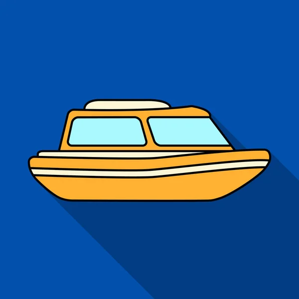 Oranje hulpverleningsboot. Boot te redden van de verdrinking personen. Schip en water vervoer één pictogram in vlakke stijl vector symbool stock illustratie. — Stockvector